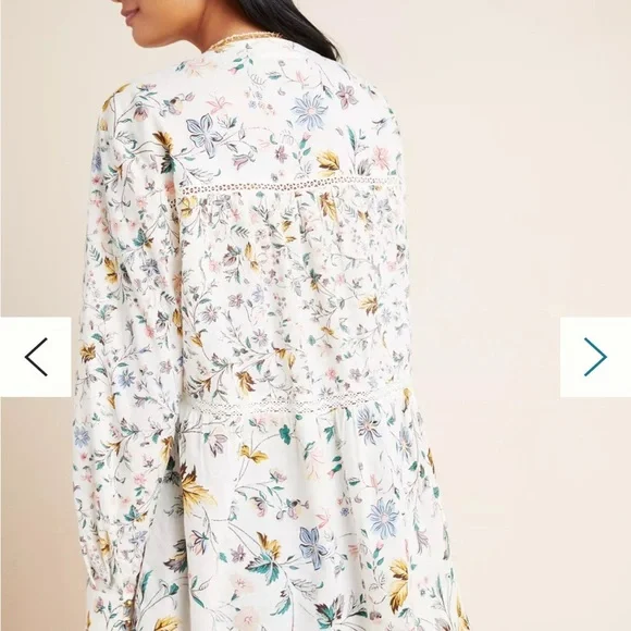 Floral Print Women's Top Ginevra Lace Babydoll Blouse 100% cotton - Picture 4 of 14